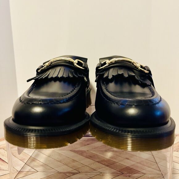 Dr Martens Adrian Snaffle Black Smooth Leather Loafers M 6 W 7 Kiltie Gold Bit - Picture 10 of 10